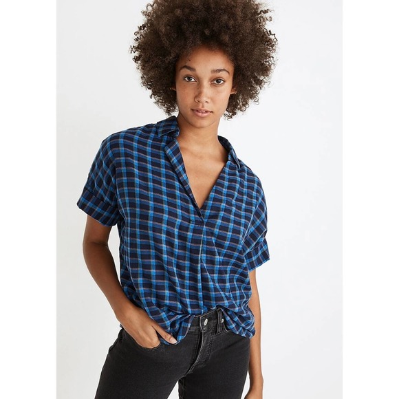 Women’s Madewell Double-Faced Park Popover Shirt in Plaid Size Medium - Picture 5 of 5